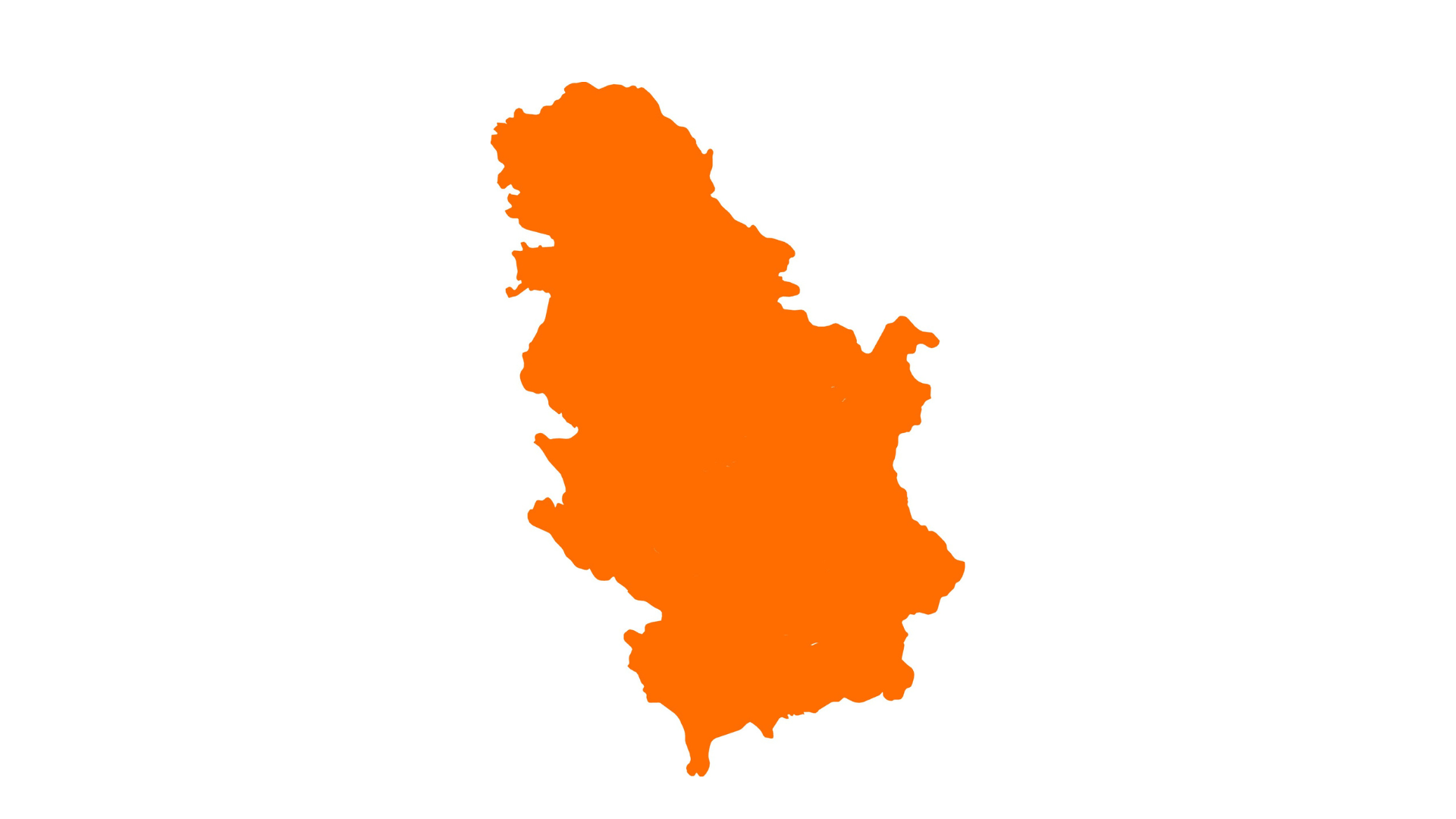 Silhouette of Serbia and Kosovo in Orange